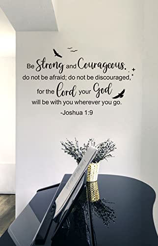Be Strong And Courageous Christian Scripture Wall Decals, Bible Verse Inspirational Quotes Wall Stickers For Kid’s Room, Bird Decor Religious Wallpaper Vinyl Mural For School Church #TOP2