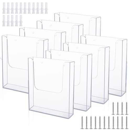 Ripeng 8 Pack Brochure Holder Wall Mount 8.5 x 11 Inch Clear Flyer Stand Acrylic Magazine Booklet...