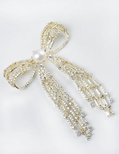 Image of Elegant Love Bow Brooch Micro Pave Cubic Zirconia Bowknot Wedding Bride Mother Brooch Pin Ribbon Shape Jewelry Brooch Breastpin