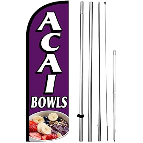 4LessCo ACAI BOWLS - Windless Swooper Flag Feather Banner Sign 15 ft Tall Kit pq-h Cover