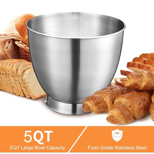 Image of 5QT Stand Electric Mixer, 12-Speed Kitchen Mixer with Tilt-Head, Stainless Steel Bowl Dough Mixer, Egg Whisk, Dough Hook & Beater Included, Idea for 3-5 Family,Black