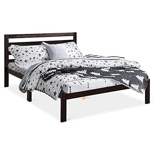Giantex Modern Wood Platform Bed Frame w/Headboard, Mattress Foundation Full 8-Bar Slat Better