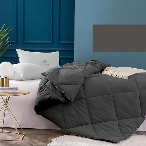 Image of Filbert 600 GSM Comforter for King Size | Super Warm Winter Quilt /Rajai | Thick Microfiber Blanket with Cloud-Soft Fill | Luxury Bedding for Winters - 92x106 Inch | Dark Grey