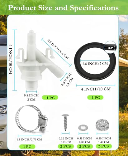 Image of Upgraded RV Toilet Valve Replacement Kit Compatible with Dometic 300, 310, 320, 311, 321, 301 Toilets, Parts With 385311641 Water Valve and 385311658 Seal, for Camper /Travel Trailer Pedal-Flush Toilet