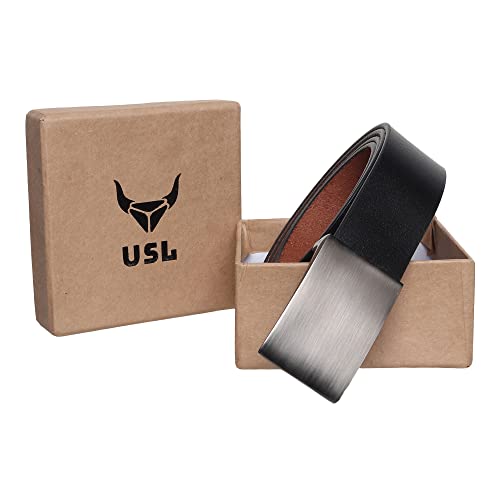 Image of USL Formal /Casual Black Tan Brown Color Genuine Leather Belts For Men (34, Black)