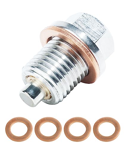 Flaconi Coche Tapón Magnético Drenaje Aceite,M14x1.5 Tornillo Magnético de Drenaje de Aceite con 5 Arandelas,Tuerca de Drenaje de Cárter de Aceite,Perfectamente a la Mayoría de Los Coches(M14x1.5)