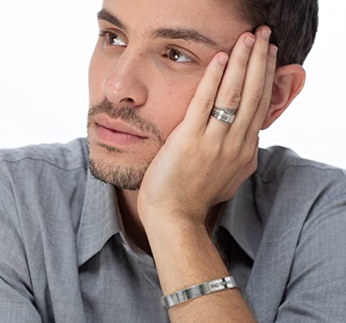 Silver Cuff Bracelet For Men And Women, Religious Christian Prayer Bracelet Engraved With I Am Who I Am Verses Scripture, Exodus 3:14, Unique Hebrew Bible Jewelry Handmade In Israel By Halleljewelry #TOP6