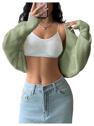 Image of Milumia Women's Crochet Bolero Shrug Top Y2k Long Sleeve Drop Shoulder Crop Cardigan