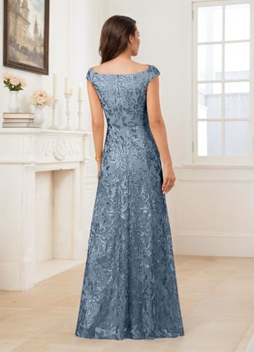 Sequin Mother of The Bride Dresses for Women Sparkly Off Shoulder Formal Evening Gown3