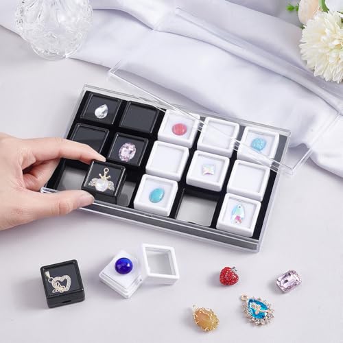 Boîte de présentation 15 compartiments PandaHall avec couvercle pour mini pierres