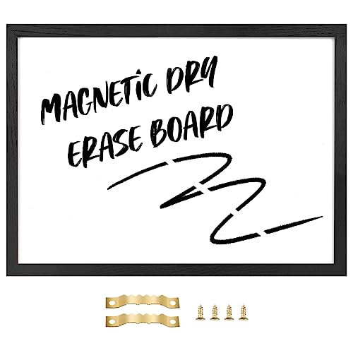 Tableau blanc magnétique en bois noir pour organiser la maison et l'école