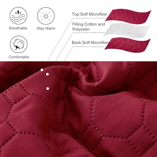 Image of Hailea 3 Piece Burgundy Daybed Cover Twin Size Cozy Daybed Sets Bedding Double Sided Quilting Cover Set Geometric Print Bedspread Coverlet All Season for Twin Bed with 2 Standard Shams,39 inchx75 inch