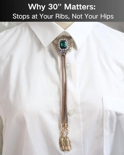 Image of PEARLY JUN Bolo Tie for Men Women Rhinestone Cowboy Brown Country Style Handmade Leather String Rodeo Festive Days Gifts