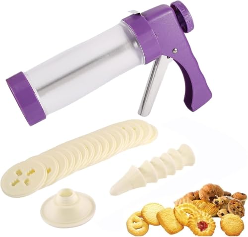Cookie Press Biscuit Maker Set with 16 Stencils and 6 Nozzles - Ideal for Cookie and Cake Decoration, DIY Baking Tool for Cookies and Desserts