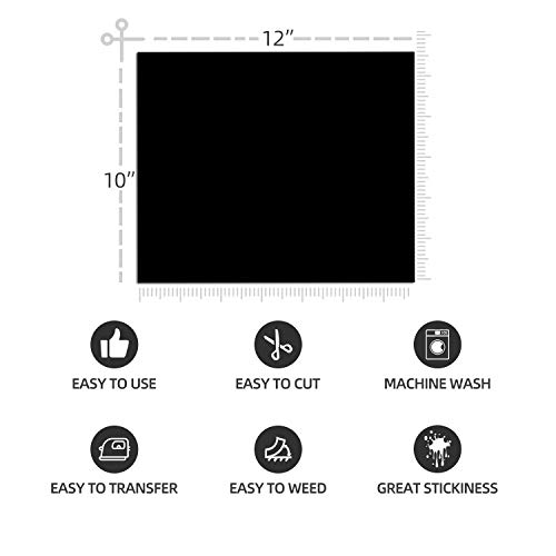 Yrym Ht Black Heat Transfer Vinyl Bundle : 31 Pack 12" X 10" Sheets - Black Iron On Vinyl For Diy Iron On Fabrics T-Shirts Heat Press Machine #TOP3