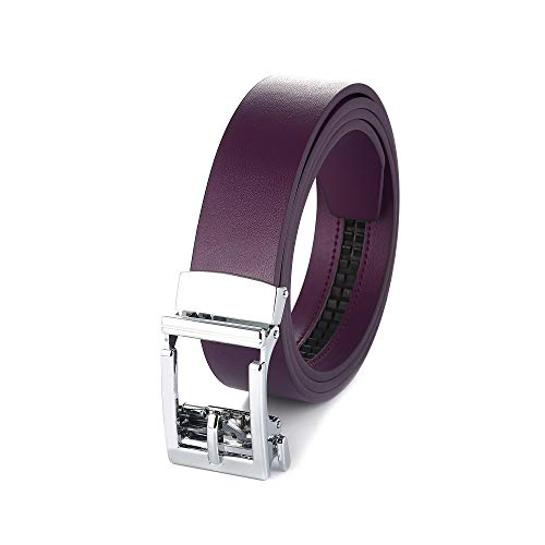 Image of Gelante Genuine Leather Ratchet Dress Belt With Automatic Sliding Buckle - Minimalistic Style-Trim to Fit
