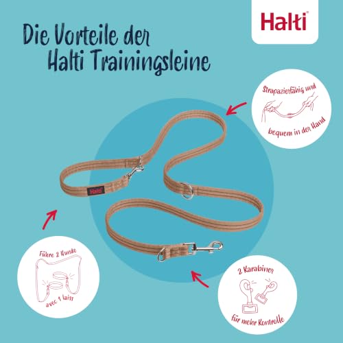 Halti Doppelführleine für Hunde | Größe Klein, Wüstensand, 2 m
