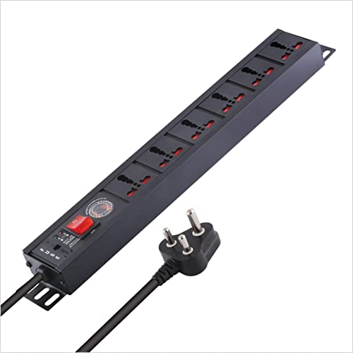 Image of MX Universal Socket Extension Board with Child Safety Shutter Power Strip Wall /Desk Mount Heavy Duty Alumminium Extrusion Body (6-Outlet Universal Spike Protector 1.5 MTR)