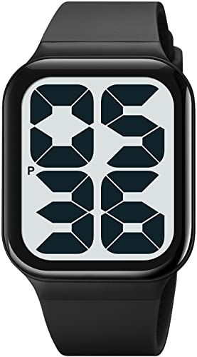 findtime-Unisex-Square-Big-Numbers-Dial-Digital-Watch-for-Men-Women-Seniors-50M-Waterproof-Large-LED-Electronic-Time-Pink-Wristwatch-Simple-Designer