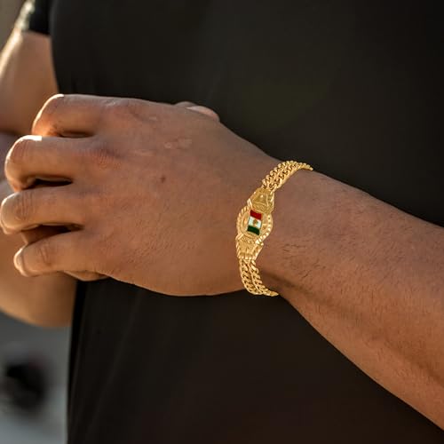 LIFETIME JEWELRY Mexican Flag Cuban Gold Bracelets for Men and Women 24k Real Gold Plated Mens Bracelet | Size 7-9 Inch (7)2