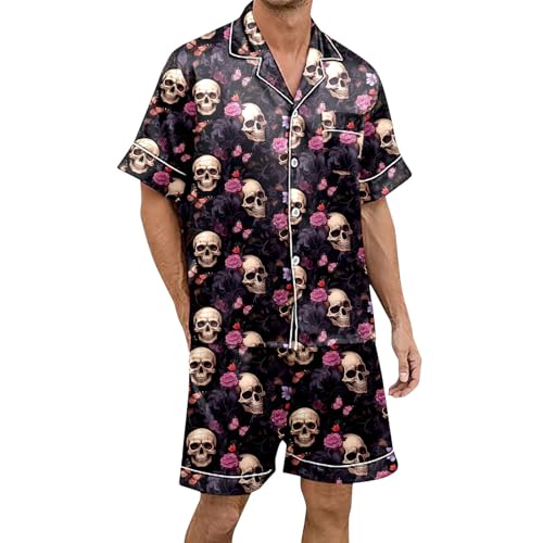 Pyjama short homme relaxant pour éliminer le stress grâce au confort du coton boutonné