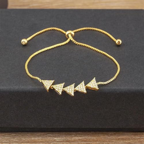 Bracelet triangle de mode en zircon chaîne plaquée or réglable de luxe