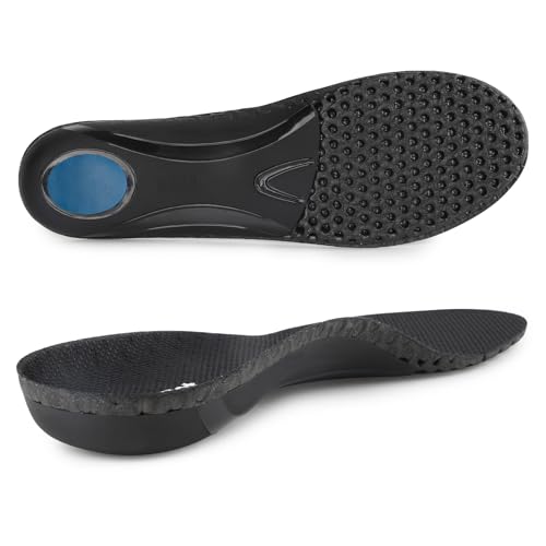 riemot Plantillas Ortopédicas para Alivio de Dolor en los Pies, Soporte de Arco, Fascitis Plantar, Pie Plano, Comodidad y Transpirabilidad, para Correr y Estar de Pie Todo el Día, Unisex, Negro,46 EU