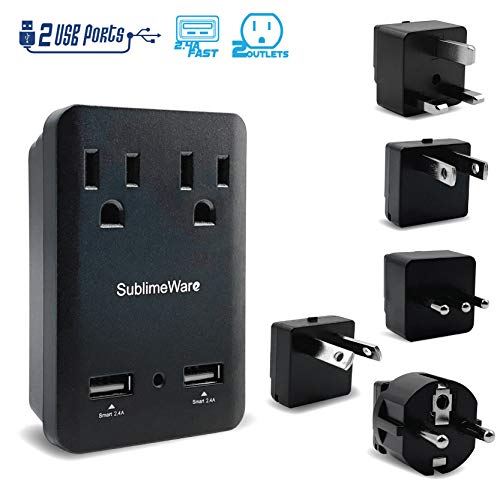 2000 W Travel Adapter Kit w/ 2 USB Ports & Outlets - International
