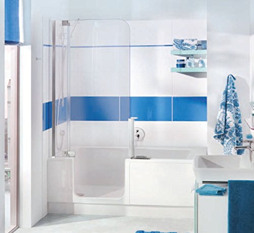 Nischen Badewanne mit Tür und Dusche Artweger Twinline 2 mit Einlaufgarnitur Profil Metall hochglanz