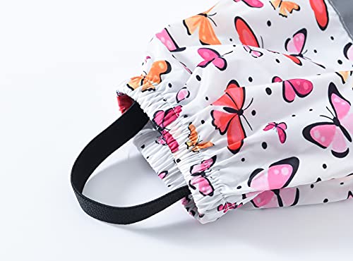 Toddler Boys Girls Cotton Lined Waterproof Splash Rain Pants Print Reflective Mud Rain Pants for (White-a, 7-8 Years)4