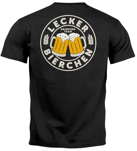 MoonWorks Herren T-Shirt Backprint Lecker Bierchen Bier Motiv Alkohol Fun-Shirt Spruch Lustig Partyshirt Schwarz L