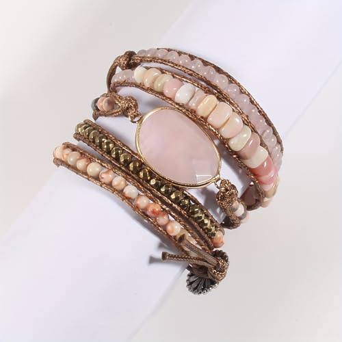 Image of Boho Stone Wrap Bracelet for Women,Turquoise Beaded Bracelet Jewelry Gift