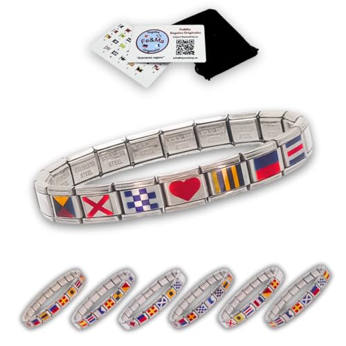 Feyma Pulsera Personalizada con Nombre en Banderas Náuticas,