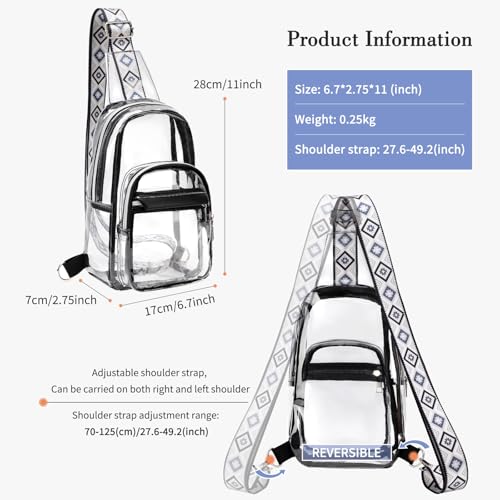 Clear Sling Bag for Women Stadium Approved Transparent Bags Crossbody Casual Chest Shoulder Bag Clear Purse for Concert Sport3