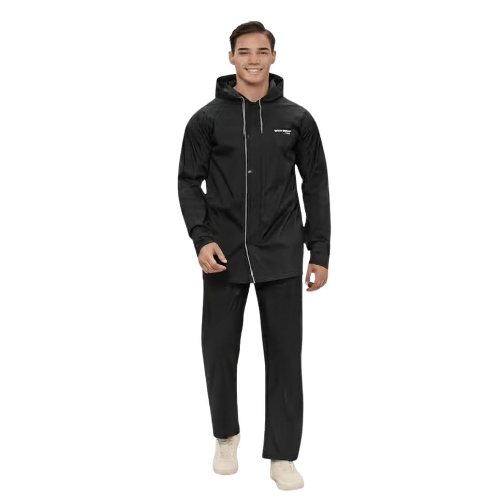 Rain Suit for Men, Waterproof Hooded Raincoat with Jacket & Pant Set, Lightweight Reusable Polyester Rain Wear for Bike Riding, Travel, Hiking, Camping & Outdoor Work-image-4