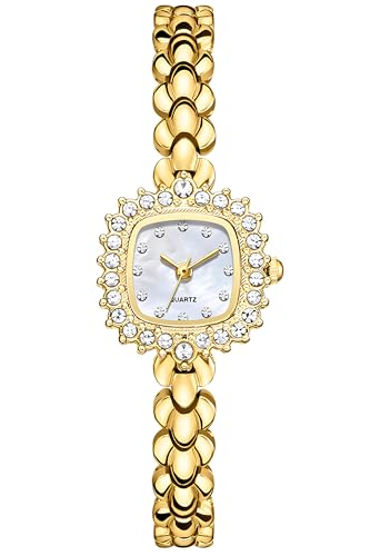 Reginald Elegant Women's Gold Watch – Crystal Bezel & Blue
