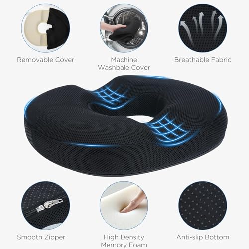 Coussin de siège donut en mousse à mémoire de forme ergonomique antidérapant