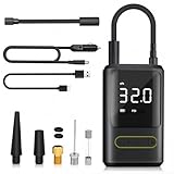 Portable Tire Inflator, 150PSI Air Compressor for Car,Bike, Motorcycle & Sports Balls – Fast Inflation,Digital Gauge,LED Display,6000mAh Rechargeable Battery,USB Charging & Car Power Supply