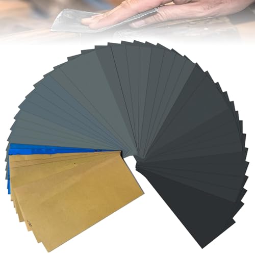 Schleifpapier-Set 24-teilig, Nass und Trocken, feines Schleifpapier für Auto, Metall, Holz, Lack, Wände, Glas (Körnung 1500, 2000, 2500, 3000, 5000, 7000)