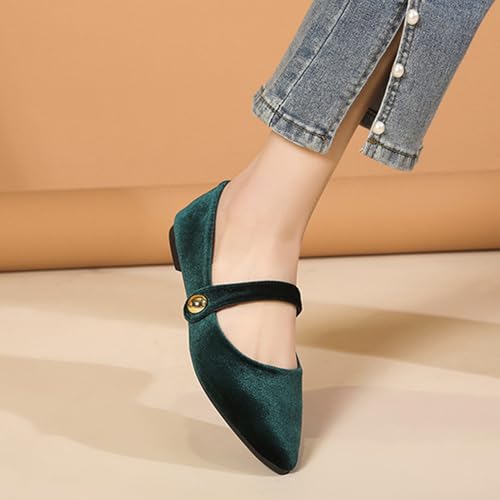 Women's Suede Pointed Toe Flat Mary Jane Shoes Fashion Buckle Strap Ballet Dance Shoes Retro Soft Comfortable Slip On Casual Walking Flats2