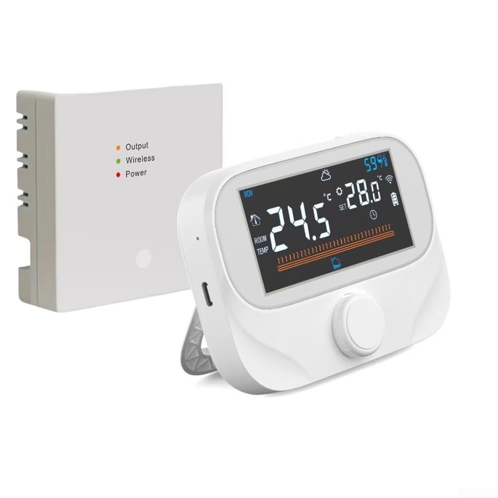 Qualoramall Termostatos de caldera RF inalámbrico controlador de temperatura ambiente WiFi programable termostato de caldera Tu-ya Controlador de temperatura de control remoto con temporizador (WiTH3)