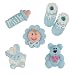 Produktbild (0,60EUR/1EA) Tortendekor Taufe Kuchen Tortenfigur Zucker blau 15 STK.