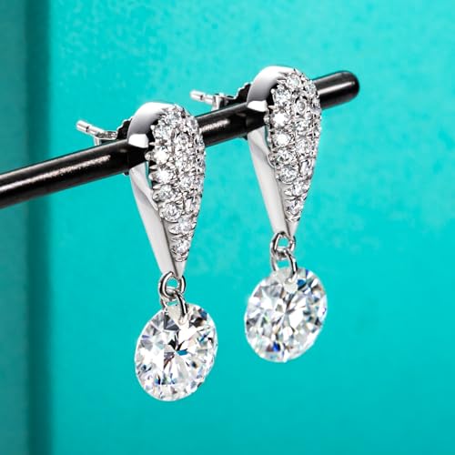 AnuClub Moissanite Dangle Earring 2/4/6.56CTTW D Color VVS1 925 Sterling Silver Moissanite Drop Earring for Women Wife Her with Certificate3