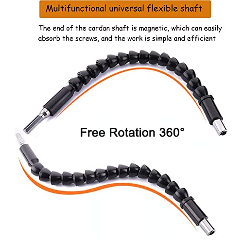 Flexible Drill Bit Extension Kits,Include:11.6 Inch Bendable Flexible Shaft Extension,105 Degree Right Angle Screwdriver Attachment And 10Pcs Screwdriver Bit Kit #TOP3