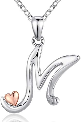 CELESTIA Initial Letters Necklace for Women Girls, Personalized 925 Sterling Silver Alphabet and Heart Pendant Jewellery A to Z