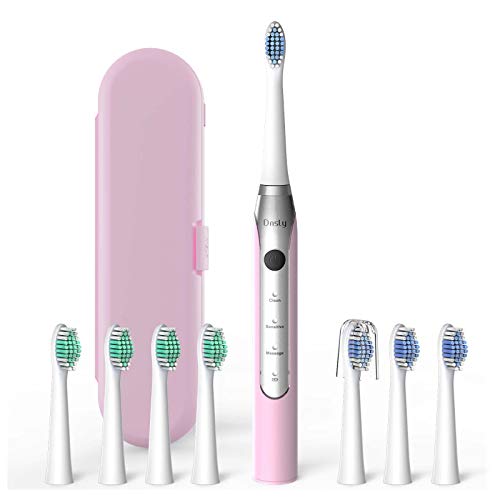 Sonic Electric Toothbrushes for Adults, Waterproof Power Rechargeable Travel Toothbrush USB Fast Charging, 5 Brushing Modes with Smart Timer, Dentists recommend, Pink