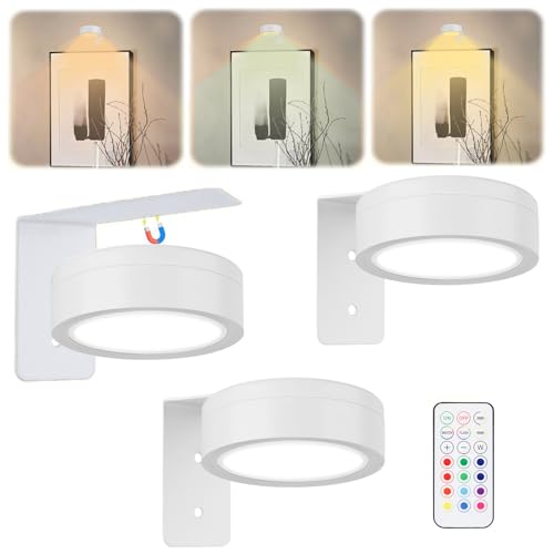 3 Stück Bilderleuchte Kabellos Lampe - LED 13 farbige Lichter Schlafzimmer Wohnzimmer Bildbeleuchtung Leuchte, Magnetische Atmosphäre LED Wandleuchte Kabellos, Remote Control Art Painting Wandleuchte