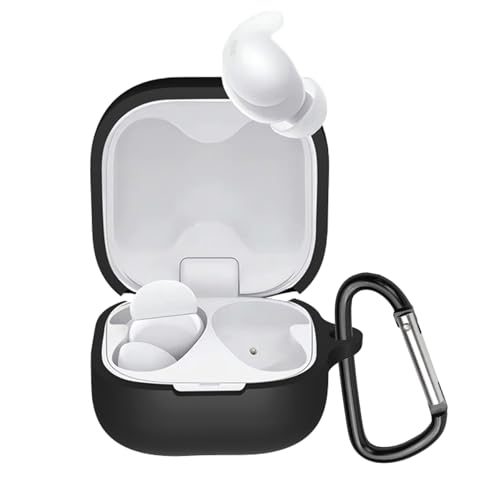 BUITFOU For Sony LinkBuds Fit/WF-LS910N ケース ソニー LinkBuds Fit/WF-LS910N ケース 柔らかい シリコン製 落下防止 キズ防止 耐衝撃 防塵 軽量 装着充電可能 カラビナ付き 紛失防止(ブラッ