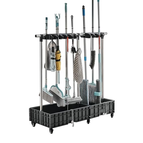Armoire à balais et serpillières mobile pour produits d'entretien