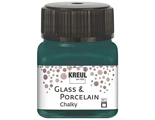 KREUL 16639 - Glass & Porcelain Chalky Cottage Green, 20 ml Glas, sanft - matte Glas- und Porzellanmalfarbe auf Wasserbasis, schnelltrocknend, deckend